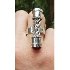 Sterling silver ring cat eye, Bijuterii de argint lucrate manual, handmade