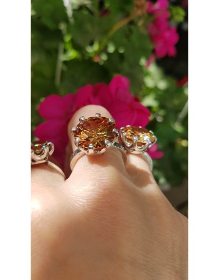 Unyielding Love 100% Handmade Solid Ag925 Silver and Large Dalloz Citrine Ring, Bijuterii de argint lucrate manual, handmade