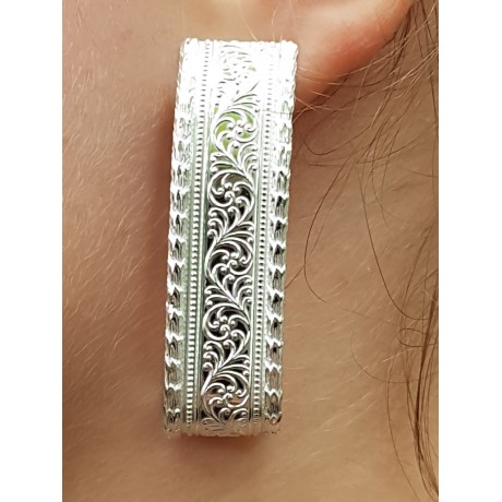 Sterling silver earrings LongandPetals, Bijuterii de argint lucrate manual, handmade