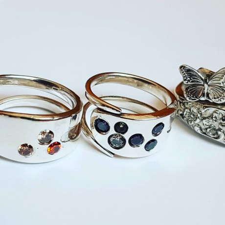 Silver ring and citrines Flamy , Bijuterii de argint lucrate manual, handmade