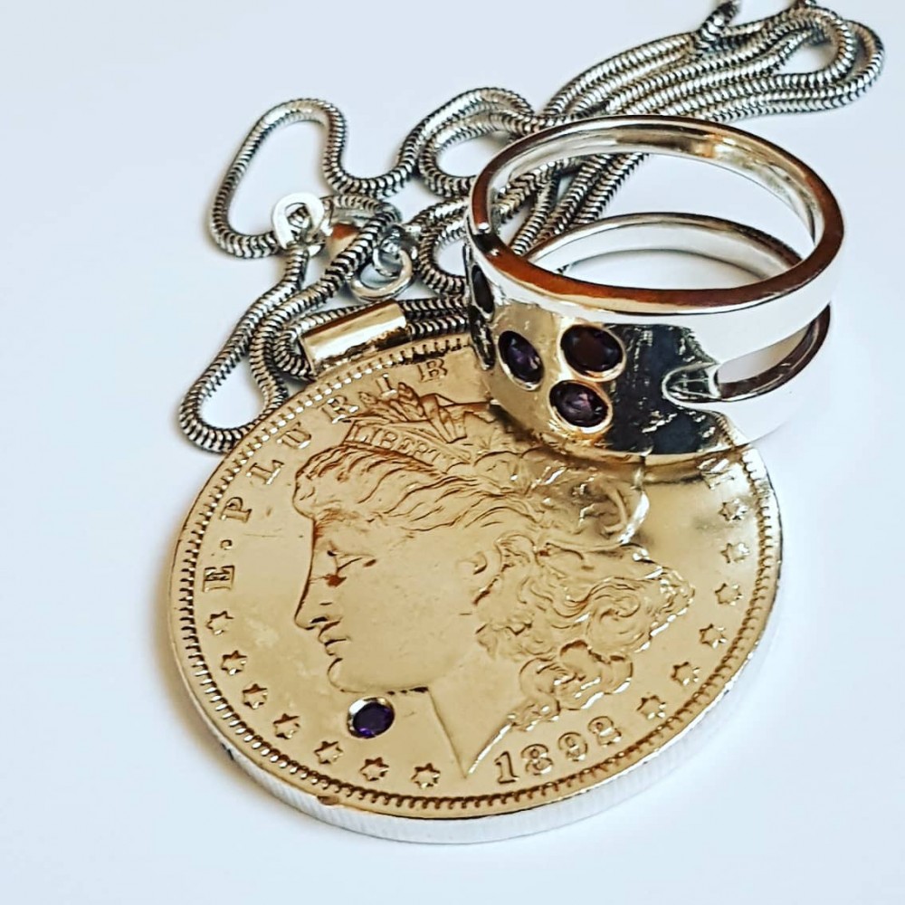 Sterling silver pendant Coin UP 