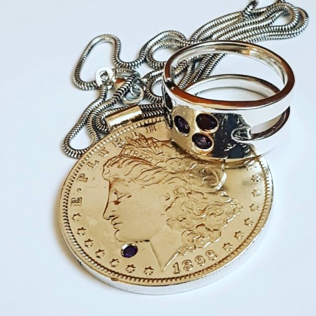 Sterling silver pendant Coin UP , Bijuterii de argint lucrate manual, handmade