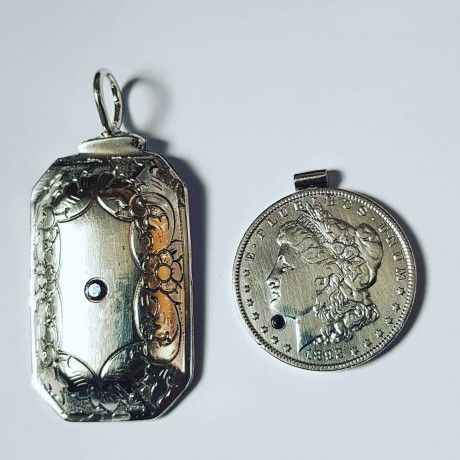 Sterling silver pendant Coin UP , Bijuterii de argint lucrate manual, handmade