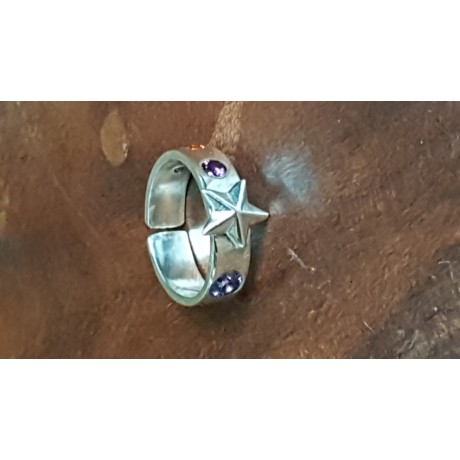 Sterling silver ring Pierced Glowwork, Bijuterii de argint lucrate manual, handmade