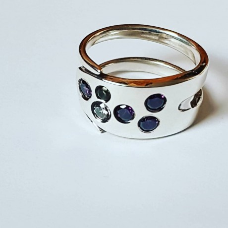 Silver ring Purple Clusters, Bijuterii de argint lucrate manual, handmade