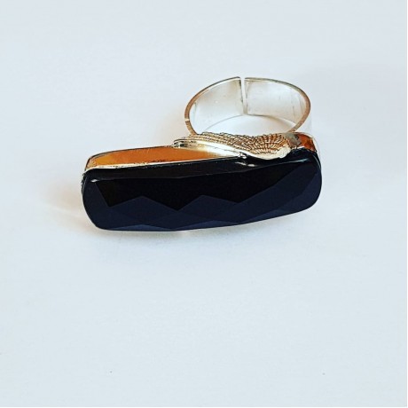 Sterling silver ring with natural onyx stone Top Wing, Bijuterii de argint lucrate manual, handmade