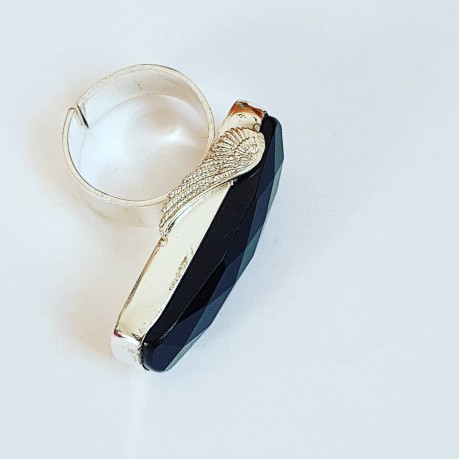 Sterling silver ring with natural onyx stone Top Wing, Bijuterii de argint lucrate manual, handmade
