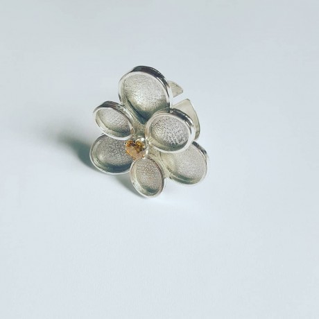 Sterling silver ring Flower Paradigm, Bijuterii de argint lucrate manual, handmade