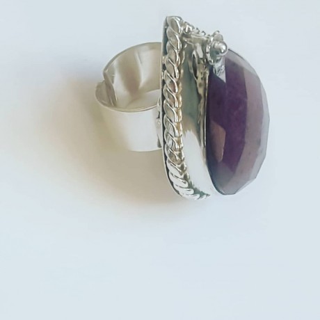  Massive Sterling silver ring with natural ruby, Bijuterii de argint lucrate manual, handmade