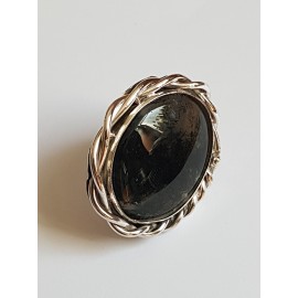 Sterling silver ring with natural agate moss