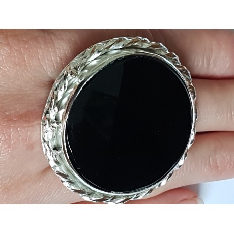 LARGE handmade ring made of solid Ag925 silver and natural Titan Onyx, Bijuterii de argint lucrate manual, handmade