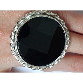 LARGE handmade ring made of solid Ag925 silver and natural Titan Onyx