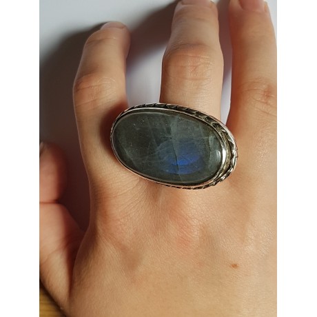 Ring made entirely by hand in solid Ag925 silver and natural moonstone Selenaria, Bijuterii de argint lucrate manual, handmade