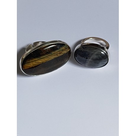 Ring made entirely by hand in Ag925 silver and natural tiger eyes Tigressa, Bijuterii de argint lucrate manual, handmade