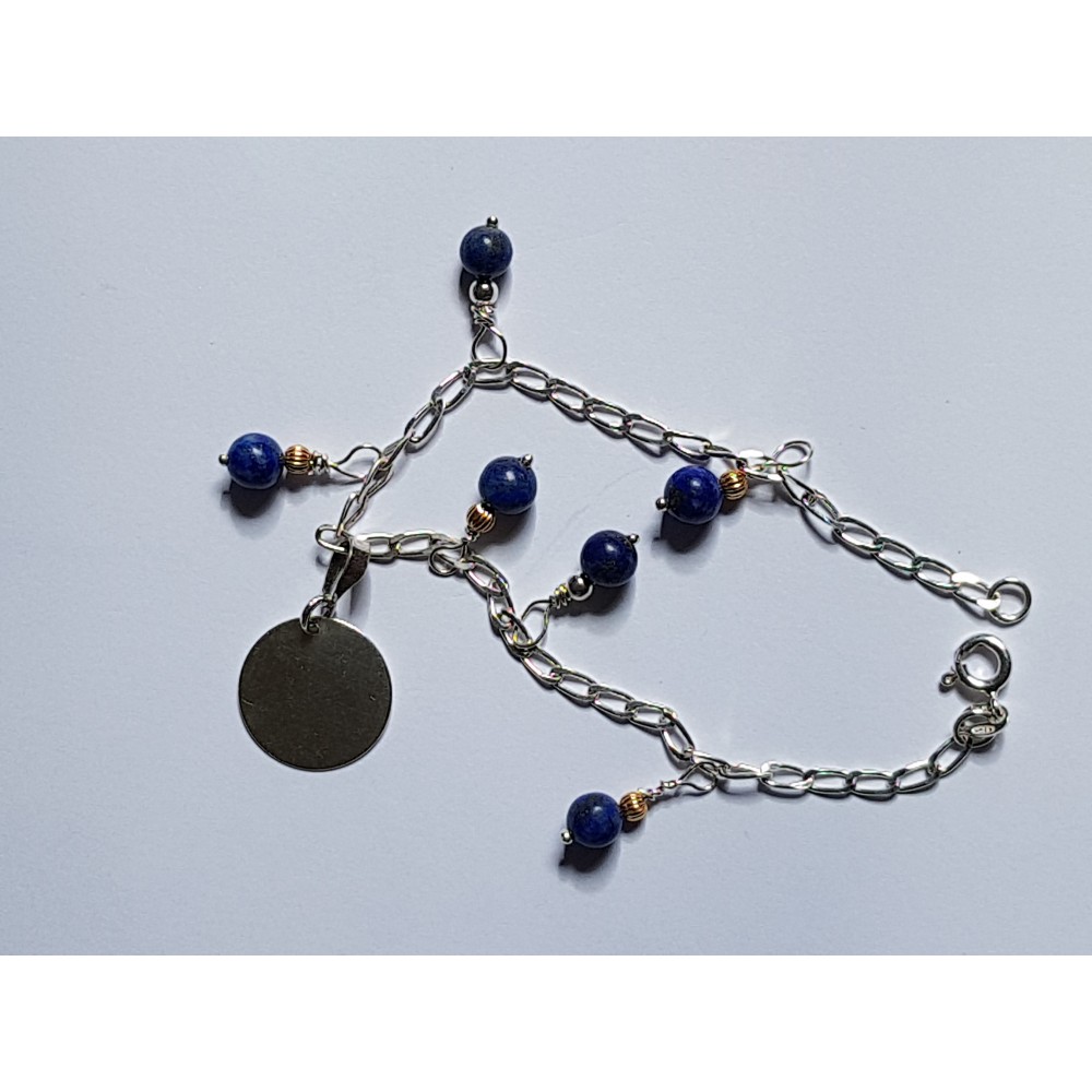 Ag925 furniture silver bracelet and natural lapis lazuli