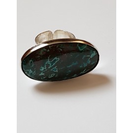 Ring made entirely by hand in Ag925 silver and natural chrysocola Green Proposal