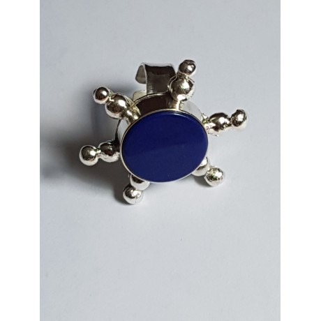 Ring made entirely by hand in solid Ag925 silver and natural lapis lazuli Blue Helm, Bijuterii de argint lucrate manual, handmade