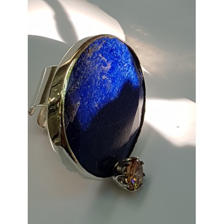 LARGE ring made entirely by hand in solid Ag925 silver, lapis lazuli and citrine, Bijuterii de argint lucrate manual, handmade