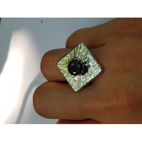 Engagement ring made entirely by hand in Ag925 silver and amethyst, Bijuterii de argint lucrate manual, handmade
