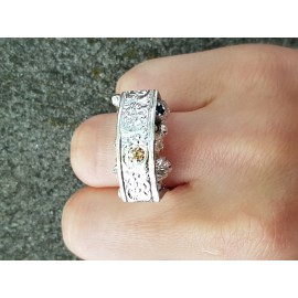 Ring made entirely by hand in solid Ag925 silver and citrine dalloz Absconse Garden