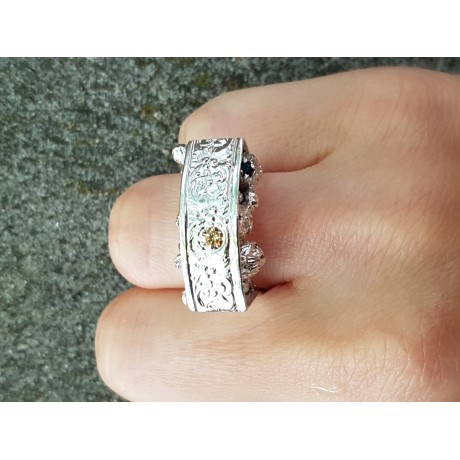 Ring made entirely by hand in solid Ag925 silver and citrine dalloz Absconse Garden, Bijuterii de argint lucrate manual, handmade