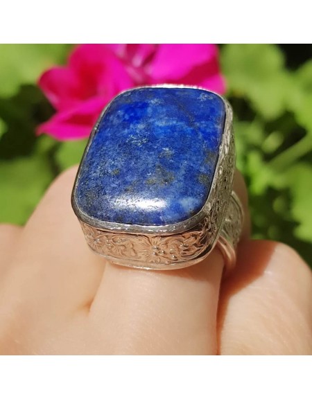 Unique ring entirely handmade in solid Ag925 silver and natural lapis lazuli Chubby Cherub, Bijuterii de argint lucrate manual, handmade