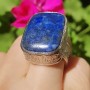 Unique ring entirely handmade in solid Ag925 silver and natural lapis lazuli Chubby Cherub