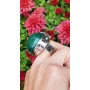 Unique ring entirely handcrafted in solid Ag925 silver and natural jade Green on Team