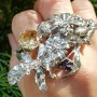 Toolkit to Nature one-of-a-kind ring, entirely handmade in solid Ag925 silver, amethyst and dalloz citrine