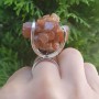 Unique ring entirely handcrafted in solid Ag925 silver and natural clustering aragonite