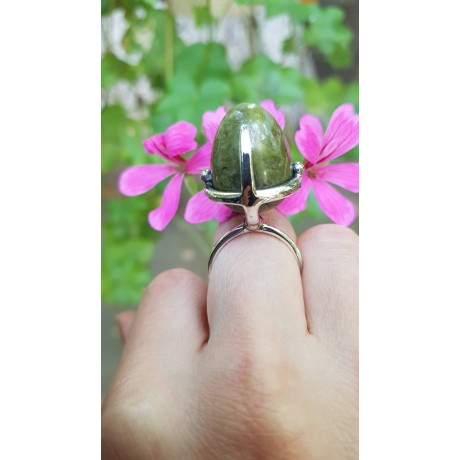 Sterling silver ring with natural picture Unakit, Bijuterii de argint lucrate manual, handmade