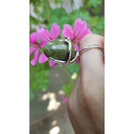 Sterling silver ring with natural picture Unakit, Bijuterii de argint lucrate manual, handmade