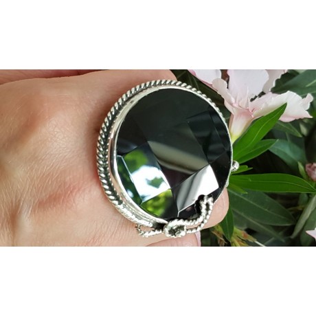 Large Sterling Silver ring with natural onyx Time to Restore, Bijuterii de argint lucrate manual, handmade