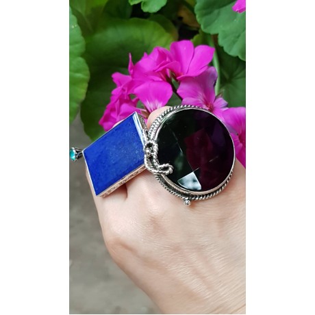 Large Sterling Silver ring with natural onyx Time to Restore, Bijuterii de argint lucrate manual, handmade