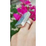 One-of-a-kind ring entirely handmade in solid Ag925 silver hand-engraved and large Tantalize agate