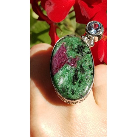Sterling silver ring with natural ruby zoisite ColourReap, Bijuterii de argint lucrate manual, handmade