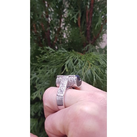 Sterling silver ring and lapislazuli Skyline, Bijuterii de argint lucrate manual, handmade