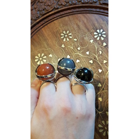 Sterling silver ring and natural gray agate stone, Bijuterii de argint lucrate manual, handmade