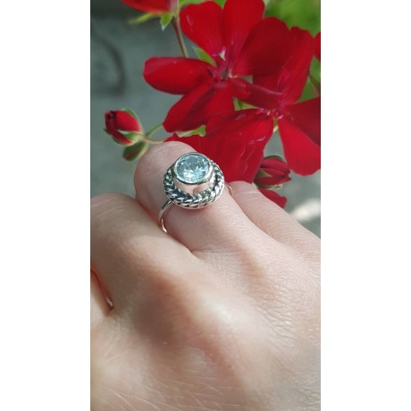 Sterling silver ring whit zirconiu pink, Bijuterii de argint lucrate manual, handmade