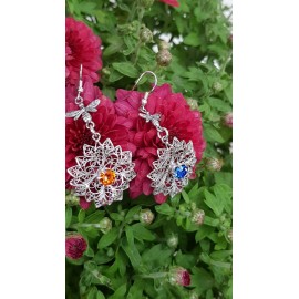 Sterling silver earrings Bees & Flowers