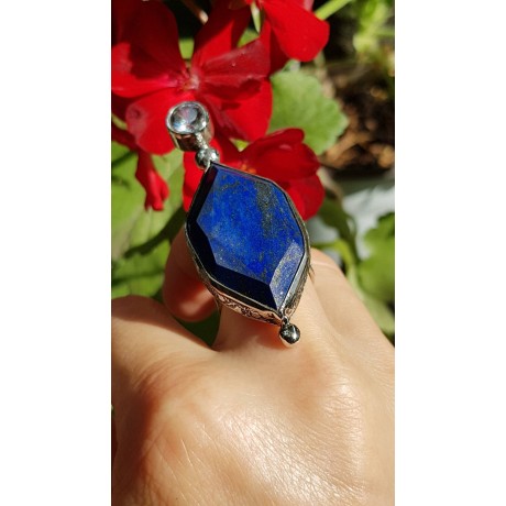 Sterling silver ring with natural lapislazuli Deep blue Lagoon, Bijuterii de argint lucrate manual, handmade