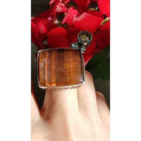 Sterling silver ring with natural tiger s eye stone, Bijuterii de argint lucrate manual, handmade