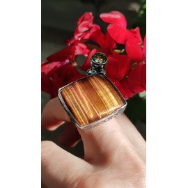 Sterling silver ring with natural tiger s eye stone