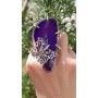 Inel mare unicat lucrat integral manual în argint Ag925 masiv și agat druzy mov unicat PurpleDream