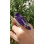 Inel mare unicat lucrat integral manual în argint Ag925 masiv și agat druzy mov unicat PurpleDream