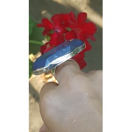 Sterling silver ring with natural lapislazuli Blue Story teller , Bijuterii de argint lucrate manual, handmade