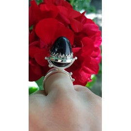 Sterling silver ring with blue gold stone