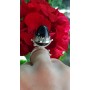 Inel lucrat integral manual în argint Ag925 masiv și piatra soarelui fumurie Blue Blackness