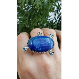 Sterling silver ring Baby Turtoise Blue
