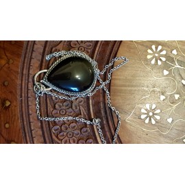 Sterling silver necklace and natural Obsidian stone